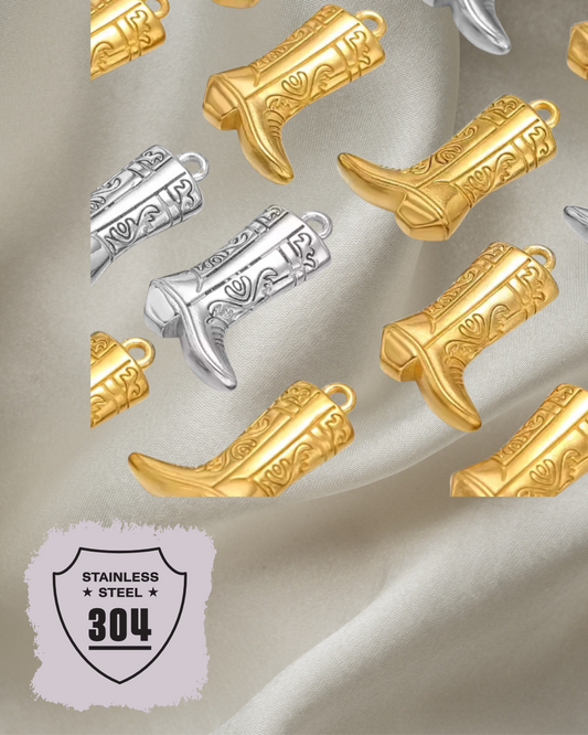 EDELSTAHL- Stiefel- Charm Silber + Gold