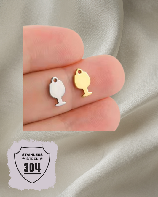 EDELSTAHL- Weinglas - Charm Silber + Gold