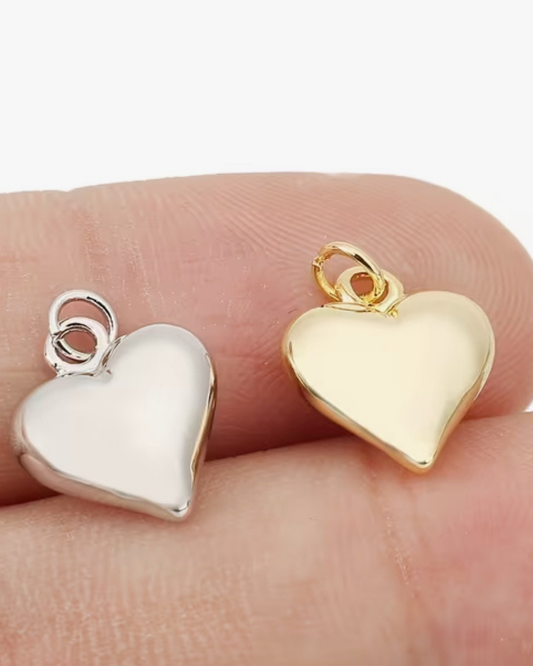 Herz rund- Charm Silber + Gold