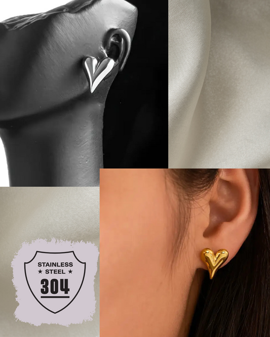 EDELSTAHL- Ohrringe „Velvet Heart“ Silber + Gold