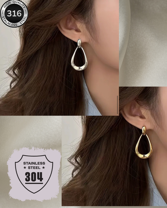 EDELSTAHL- Ohrringe „Aurora Drop“ Silber + Gold