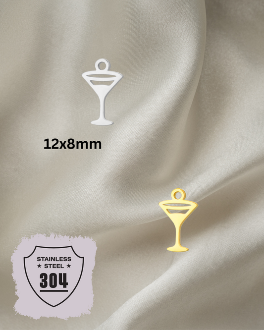 EDELSTAHL- Sektglas- Charm Silber + Gold