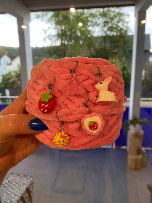 Erdbeeren, Hase, Oktopus und Sonne-  Maschenmarkierer einzeln