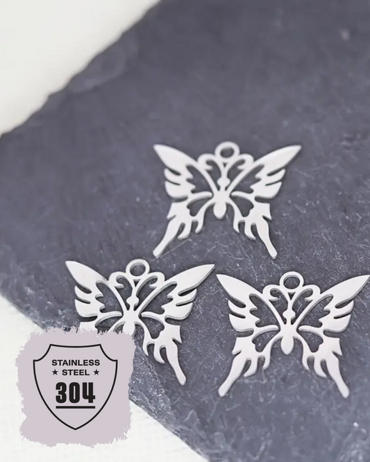 EDELSTAHL- Großer Schmetterling - Charm Silber