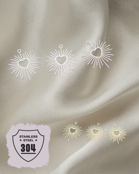EDELSTAHL- Sonnenherz - Charm Silber + Gold