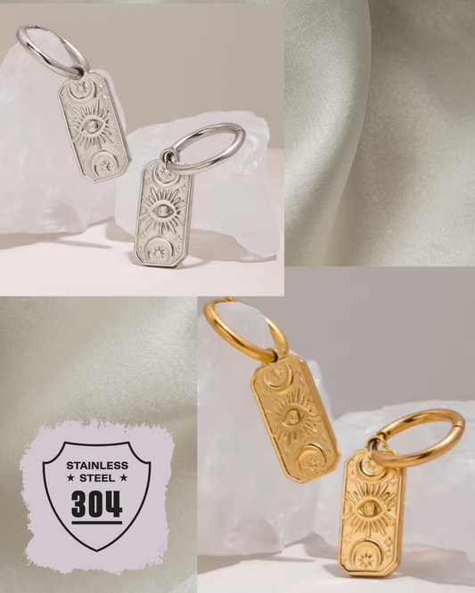 EDELSTAHL- Ohrringe „Celestial Tag“ Silber + Gold