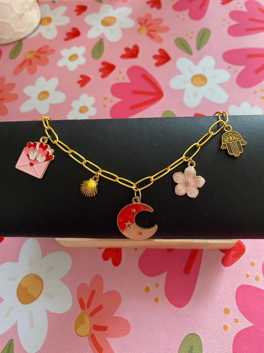 Charm- Armband „Moonlit Blossom“ Gold
