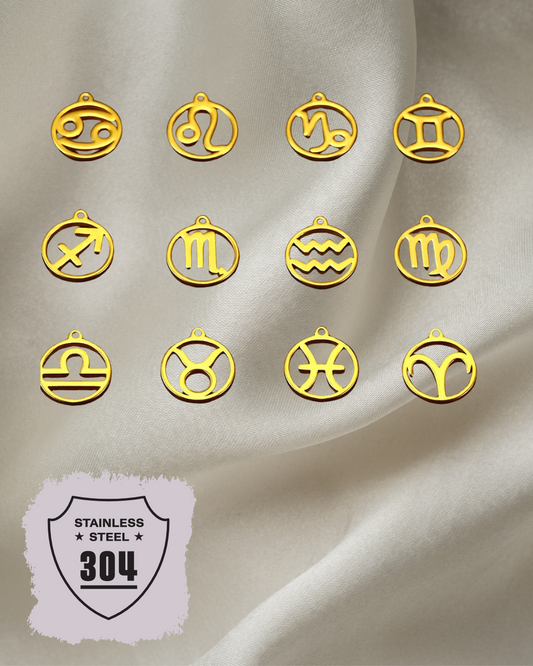 EDELSTAHL- Sternzeichen- Charm Gold